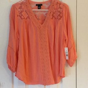 New directions PL tangerine peasant blouse